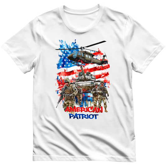 American Patriot Military T-Shirt – USA Flag and Soldiers