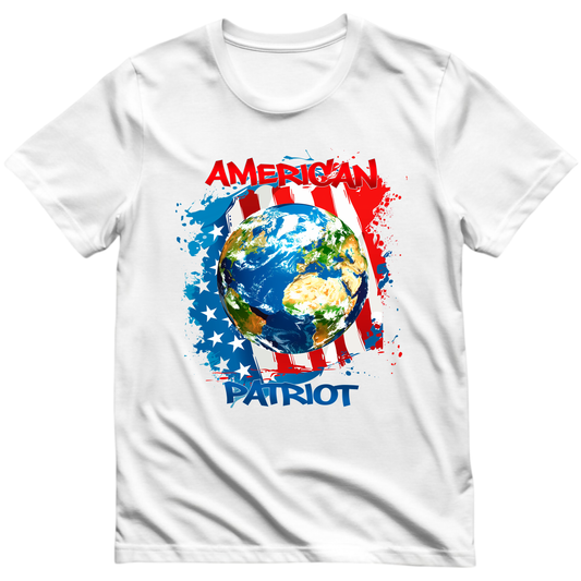 American Patriot Planet Earth T-Shirt – USA Flag