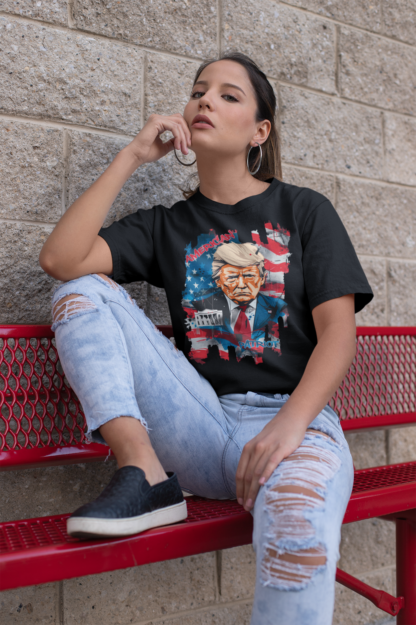 American Patriot T-Shirt – USA Flag and Donald Trump